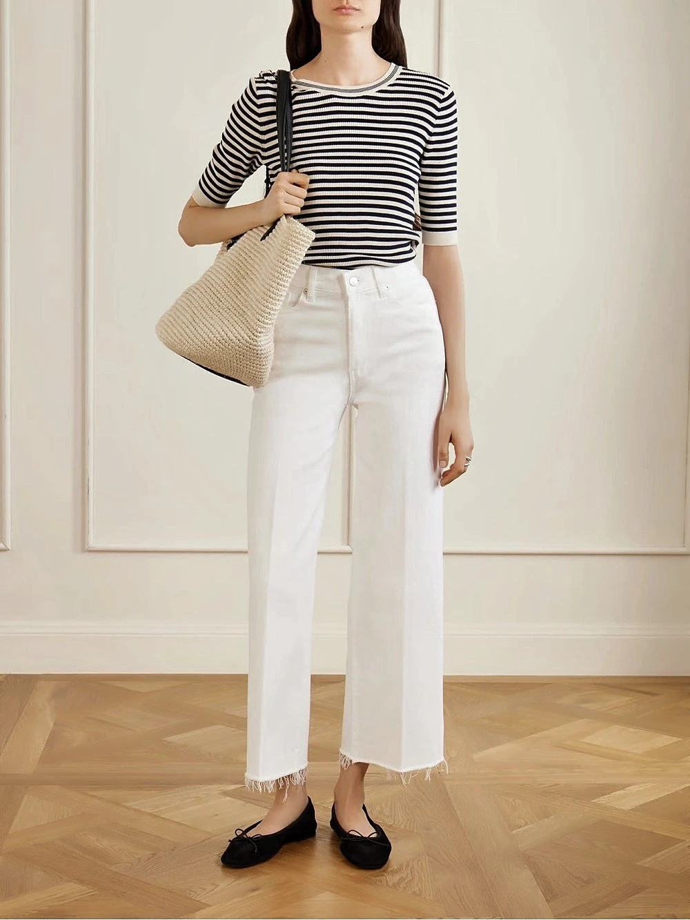 NWT FRAME LE SLIM PALAZZO WIDE LEG CROP JEANS 25 WHITE DESIGNER PANT